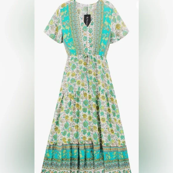 R Vivimos | Dresses | Rvivimos Womens Summer Floral Print Cotton Short  Sleeve Flowy Dress Xl | Poshmark